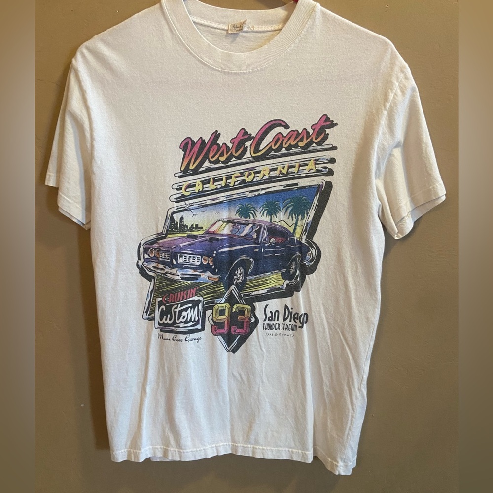 California Customs 93 Vtg Tshirt white cotton size small